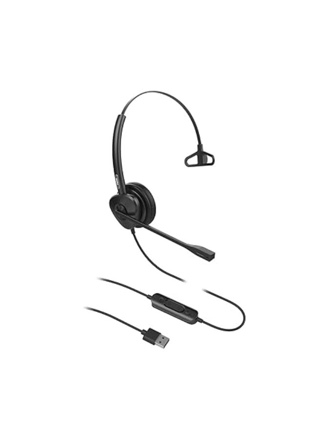 Fanvil HT301-U USB Mono Headset, ENC Noise Reduction Technology, Dual Color LED Indicator, Dual Mic Noise Reduction, HD Audio, Plug & Play, Black | HT301-U - Image 2